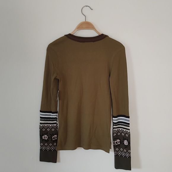 🔥HP🔥Free People Mikah Layering Thermal Cuff / Army Combo Long Sleeve Top Small - Picture 5 of 7